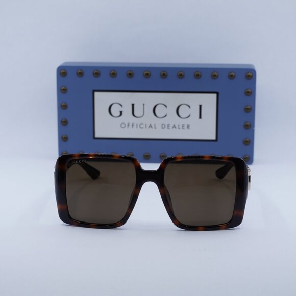 Gucci GG1692SA 002 Square Sunglasses - Dark Havana/Brown Gucci GG1692SA 002 Havana/Brown Oversized Square Women main image 3